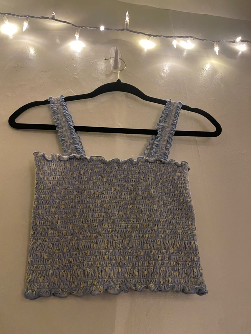 Arizona Jean Company Light Blue Smocked Tank with Yellow Floral Detail Cotton - Picture 13 of 13